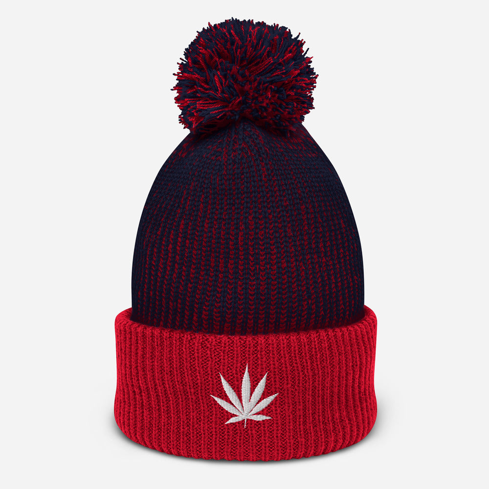 Red and Blue Weed Leaf Beanie